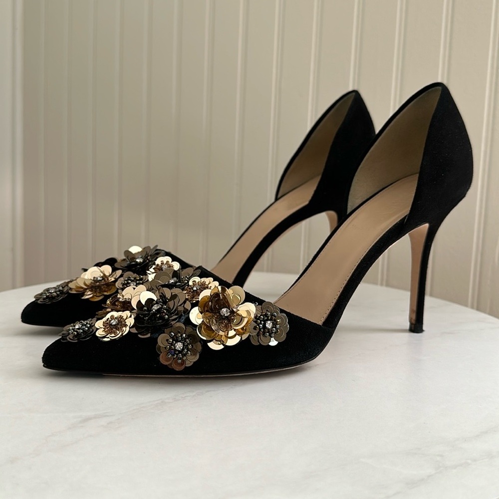 J. Crew Collection Elsie Floral Sequin d’Orsay Heels